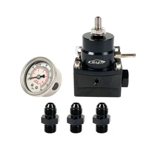 Adjustable AN6 EFI Fuel Pressure Regulator Kit w/ Oil Gauge 0-160 PSI