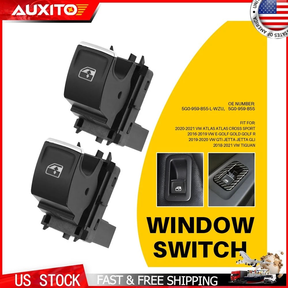 2X Door Window Switch for Volkswagen Golf Tiguan (2016–2021) 5G0-959-855-L-WZU