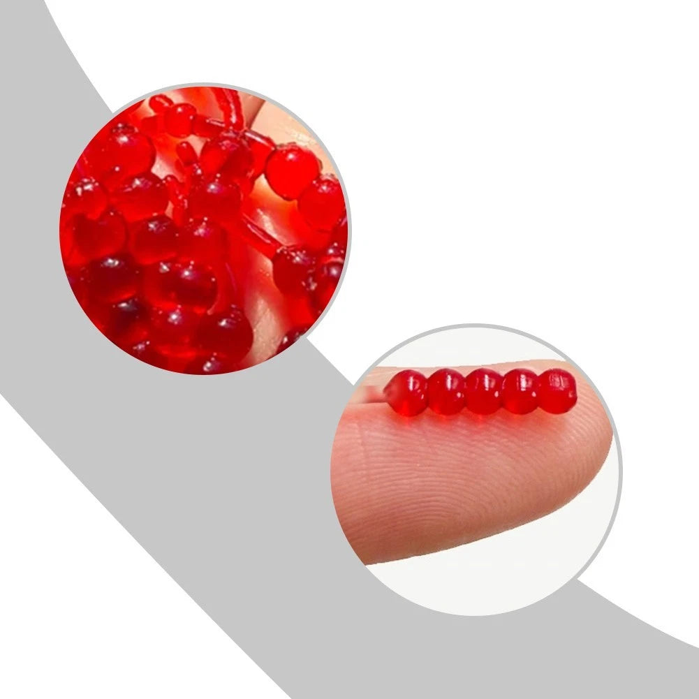 Soft Red Worm Bait Fishing Lure 3 cm 0.2 g with Fork-Tail Movement