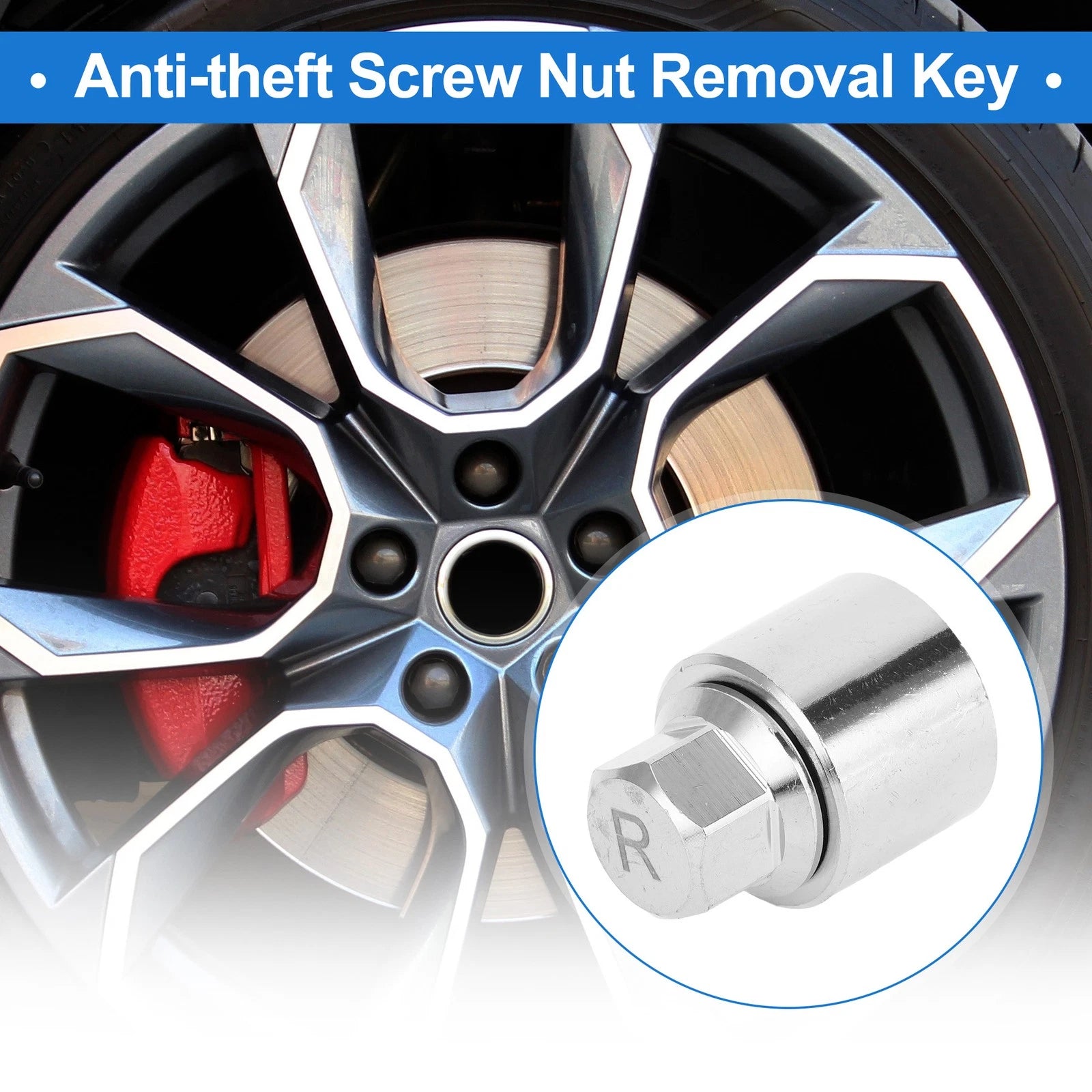 Type R Wheel Lock Lugnut Antitheft Screw Nut Removal Key Socket for Skoda VW 