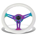 NRG 31cm White Wood Grain Grip Steering Wheel for Universal Fit (No Year)