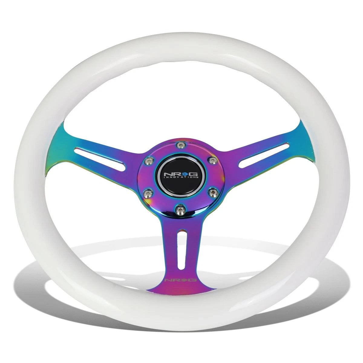 NRG 31cm White Wood Grain Grip Steering Wheel for Universal Fit (No Year)