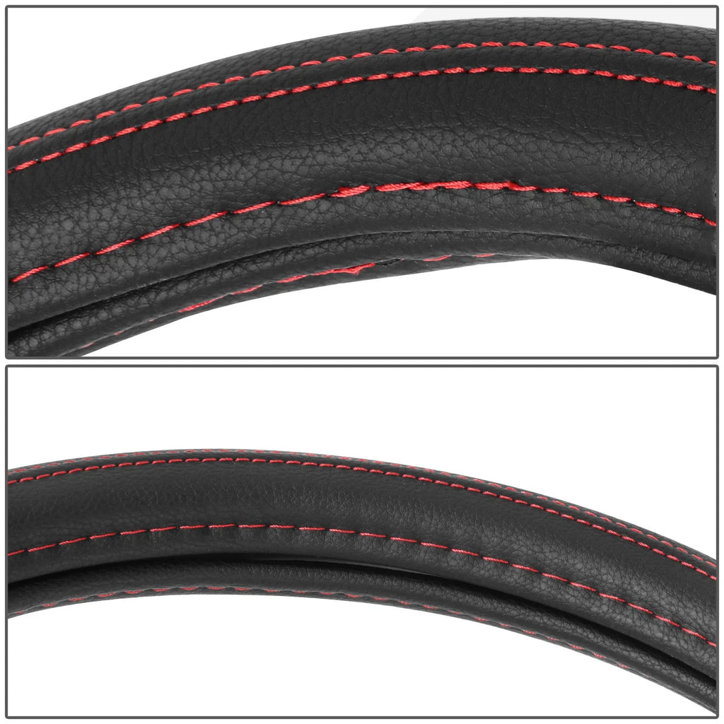 Steering Wheel Cover Red 15" for Universal Fit (Matte Grain Leather)