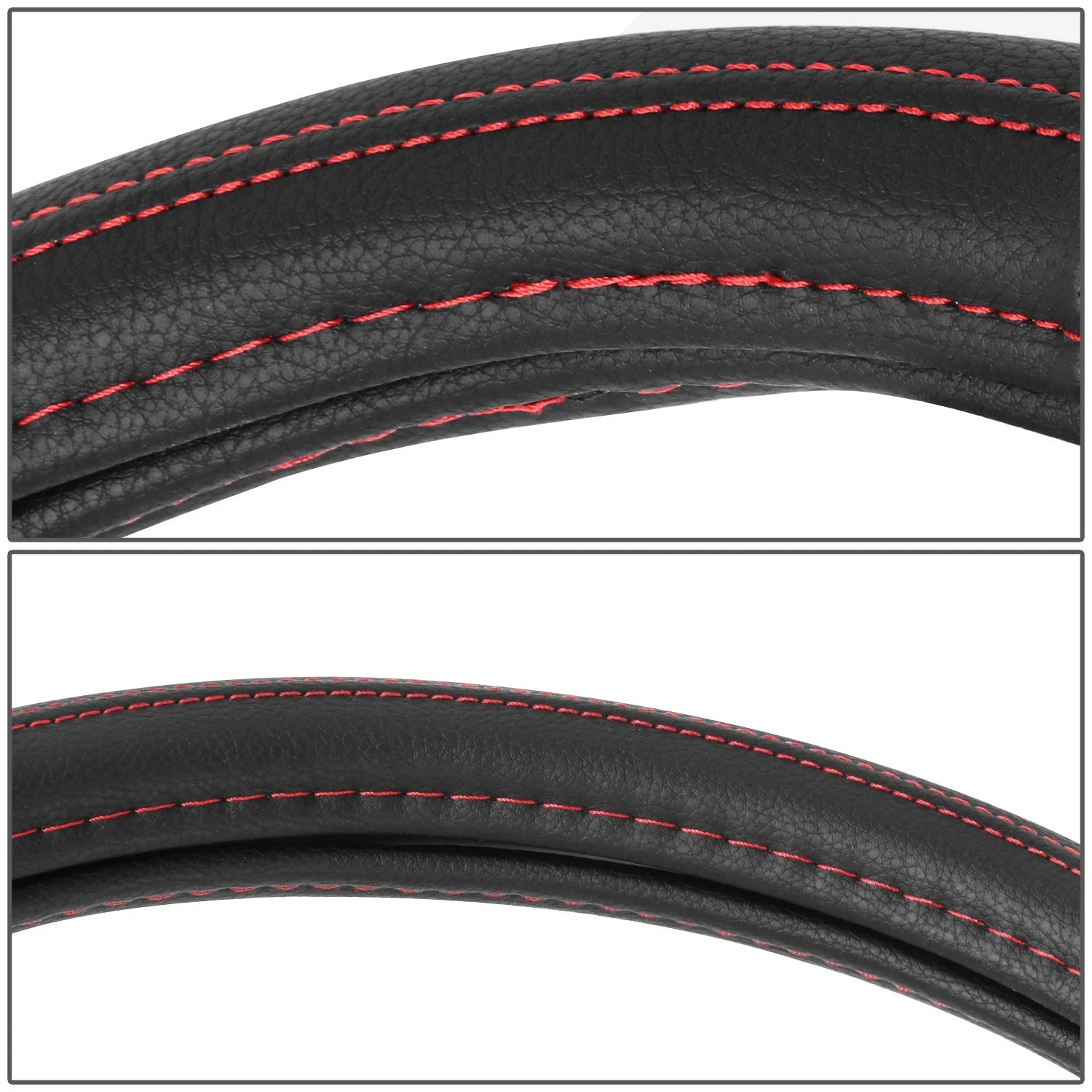 Steering Wheel Cover Red 15" for Universal Fit (Matte Grain Leather)