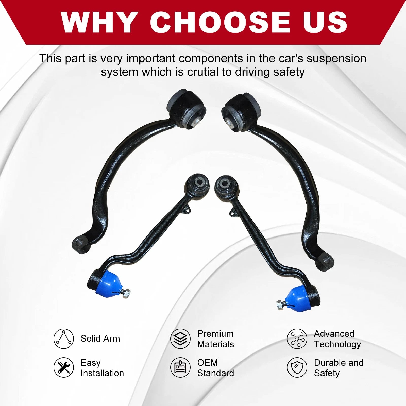 Set of 4 Upper Lower Control Arm Suspension Kit for Range Rover (2003-2012)