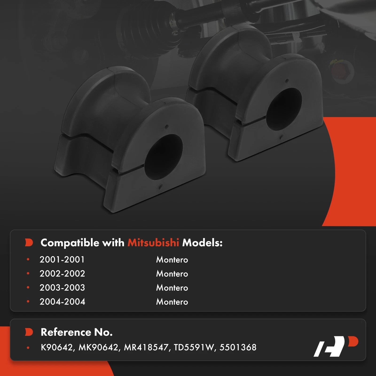 2X Rear Sway Bar Bushing Kit for Mitsubishi Montero (2001–2004)