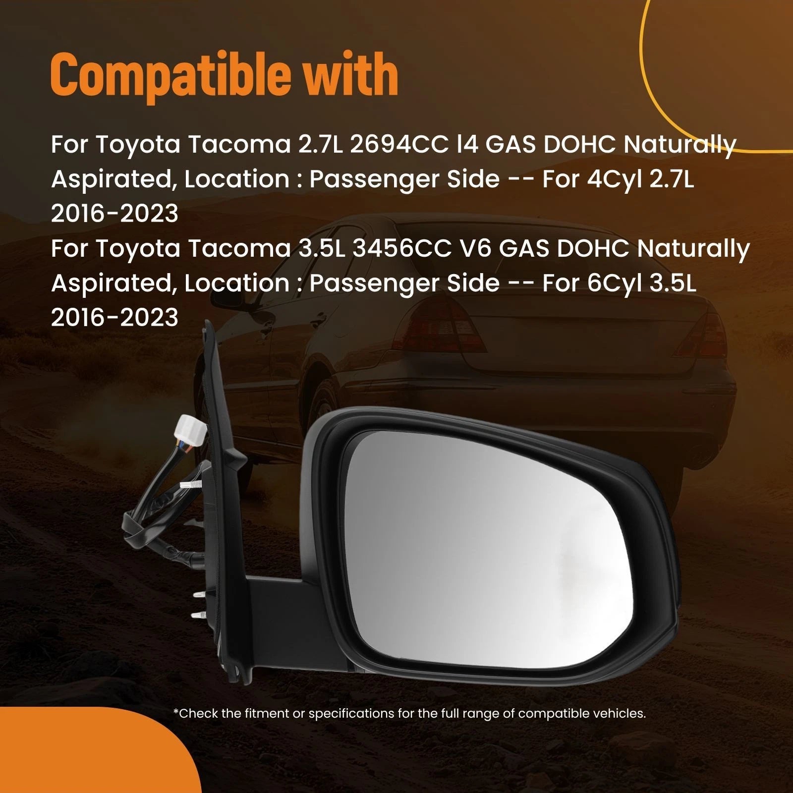 Power Heated Passenger Mirror for Toyota Tacoma (2016–2023) 8791004220-PFM