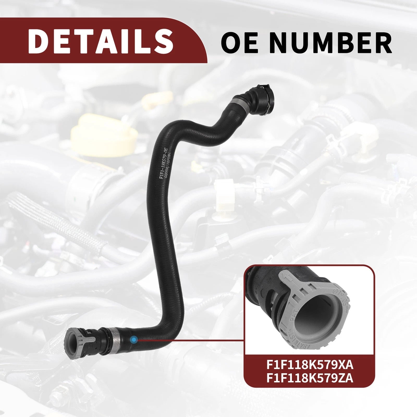 Water Heater Hose for Ford C-Max (2015–2019) No.F1F118K579XA | Black