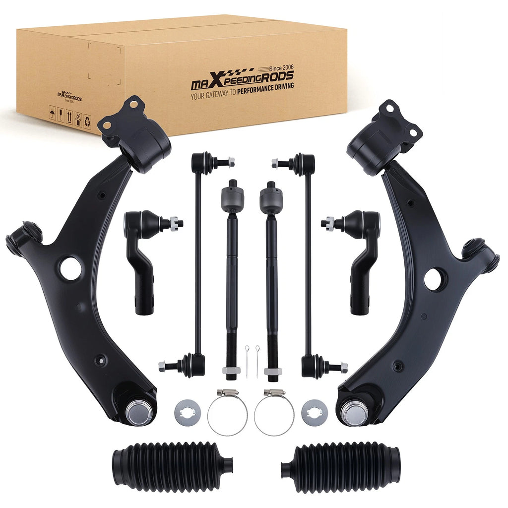 10x Front Lower Control Arm + Ball Joint Tie Rod Ends for Mazda 3 (2007–2009) Turbo