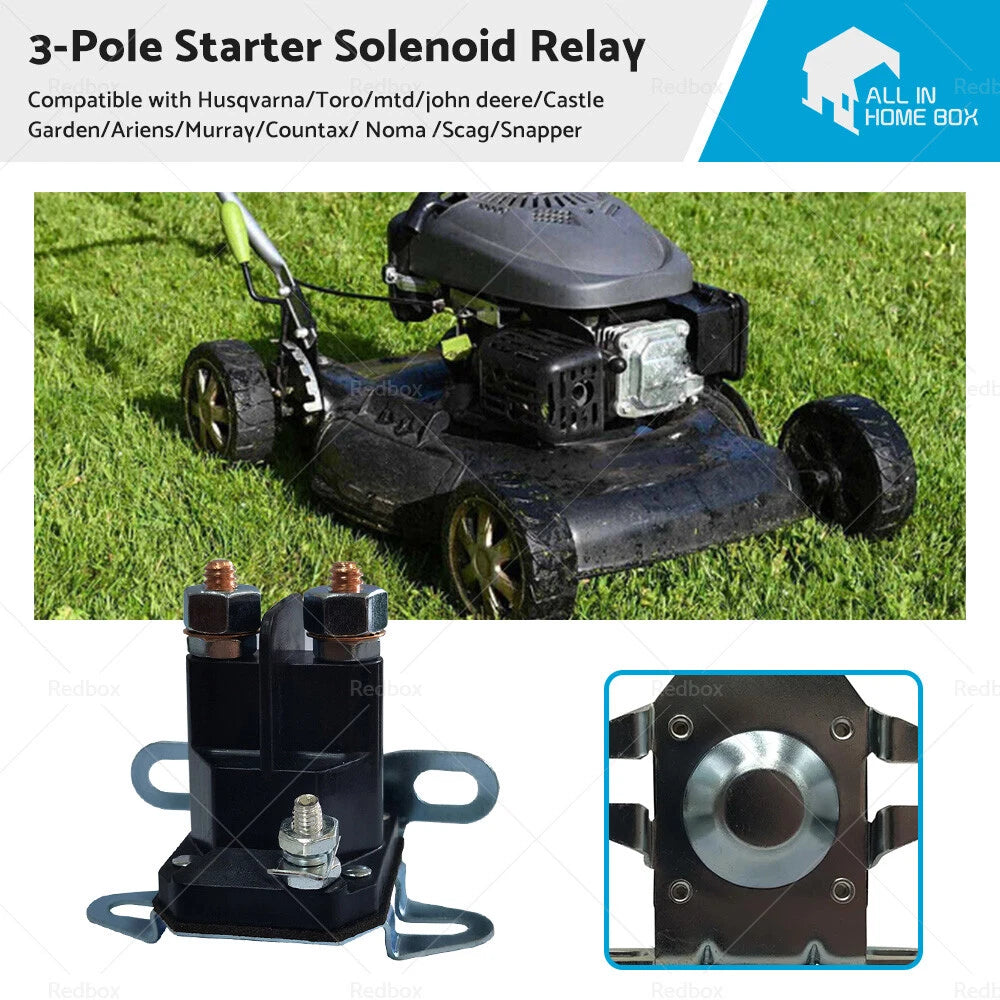 Starter Solenoid 3 Terminal 12V for Universal Lawn Mower