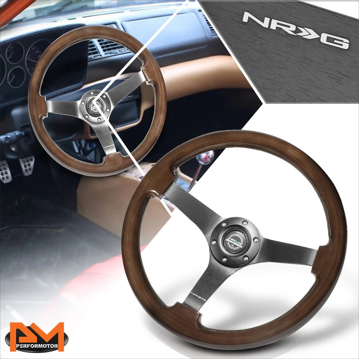 NRG RST-036BK-BKW Steering Wheel 350mm Mahogany for Universal Fit (RHD)