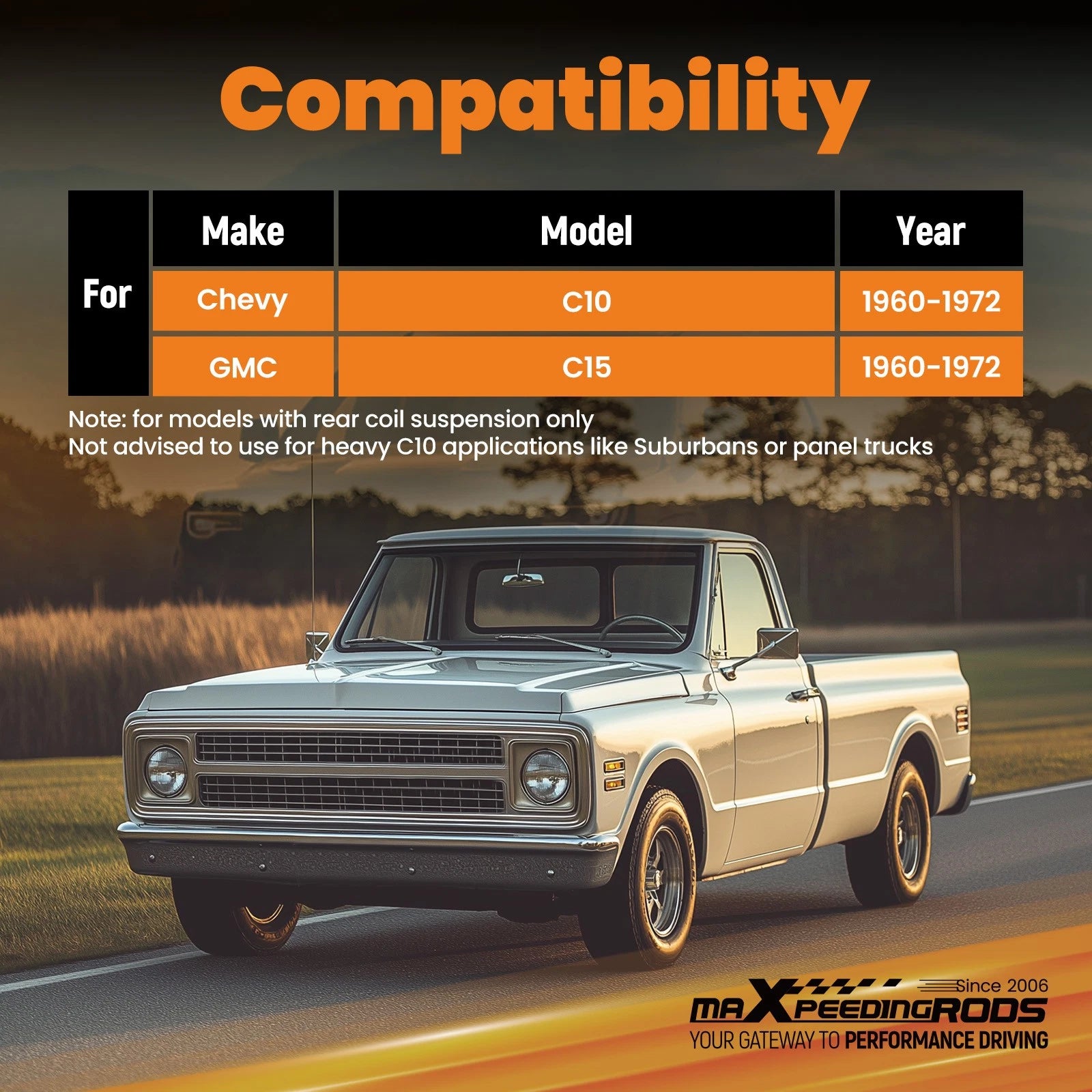 5" Drop Lowering Kit Coil Springs for Chevrolet C10 Pickup (1963–1972)