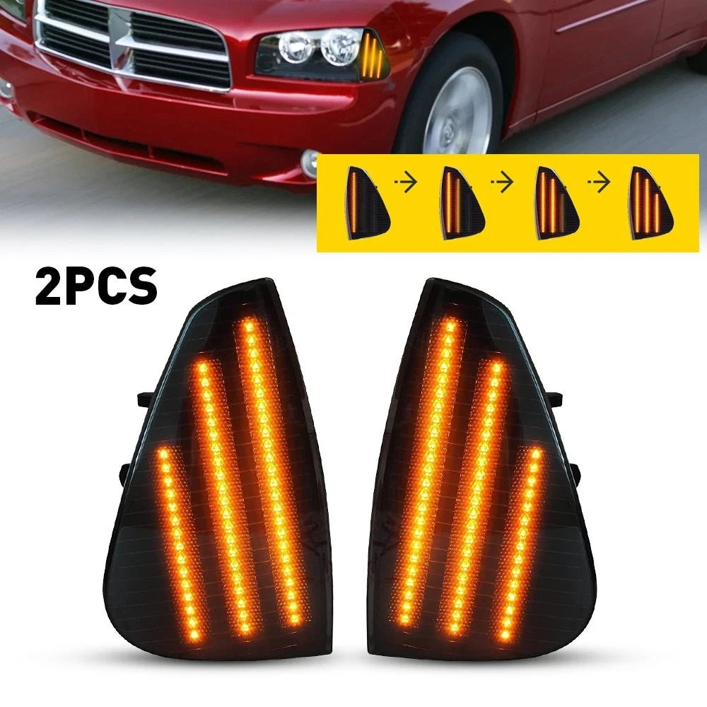 Smoked Lens Front Turn Signal Lamps for Dodge Charger (2006–2010) Pair