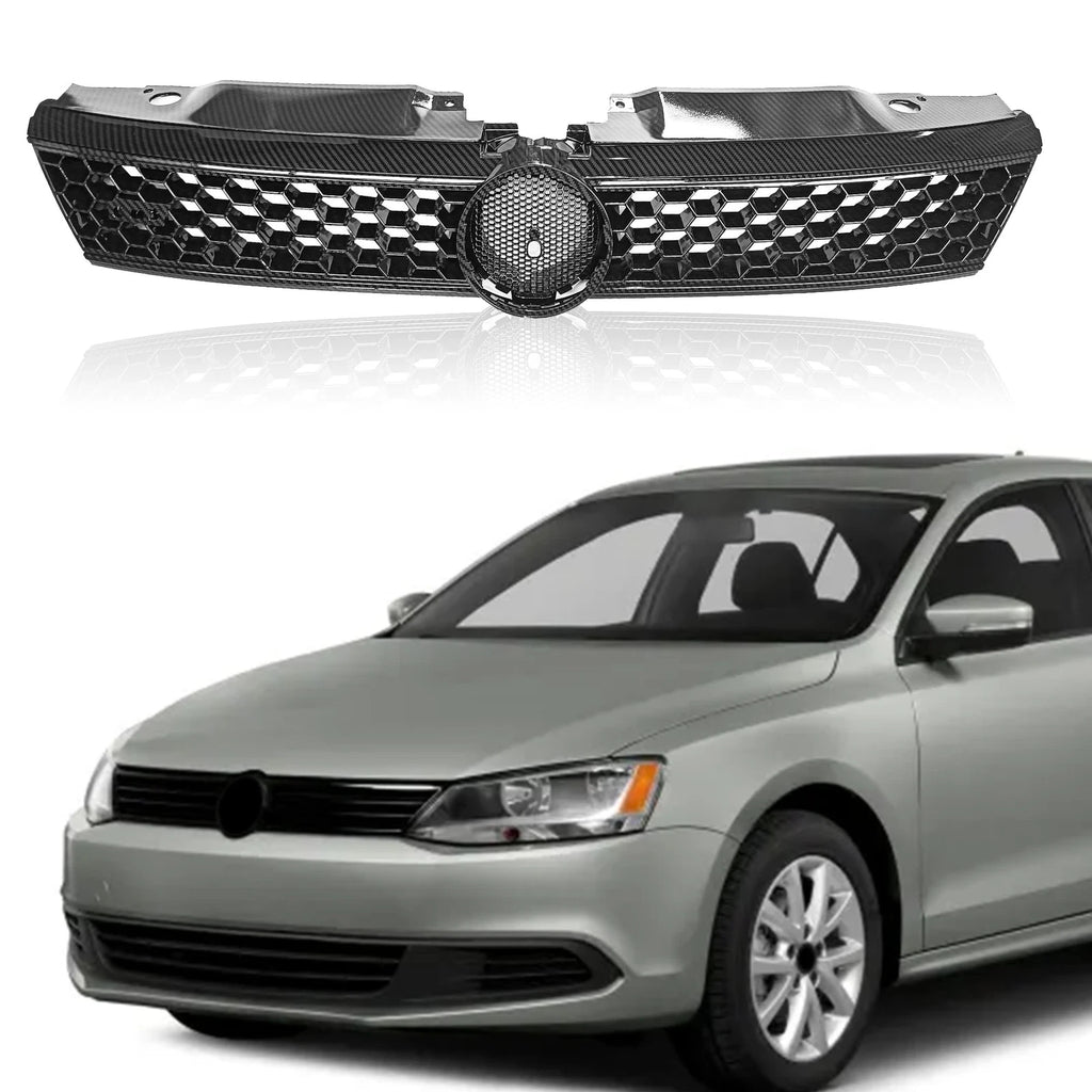 Hex Mesh Carbon Fiber Print Front Grille for VW Jetta MK6 (2011–2014)