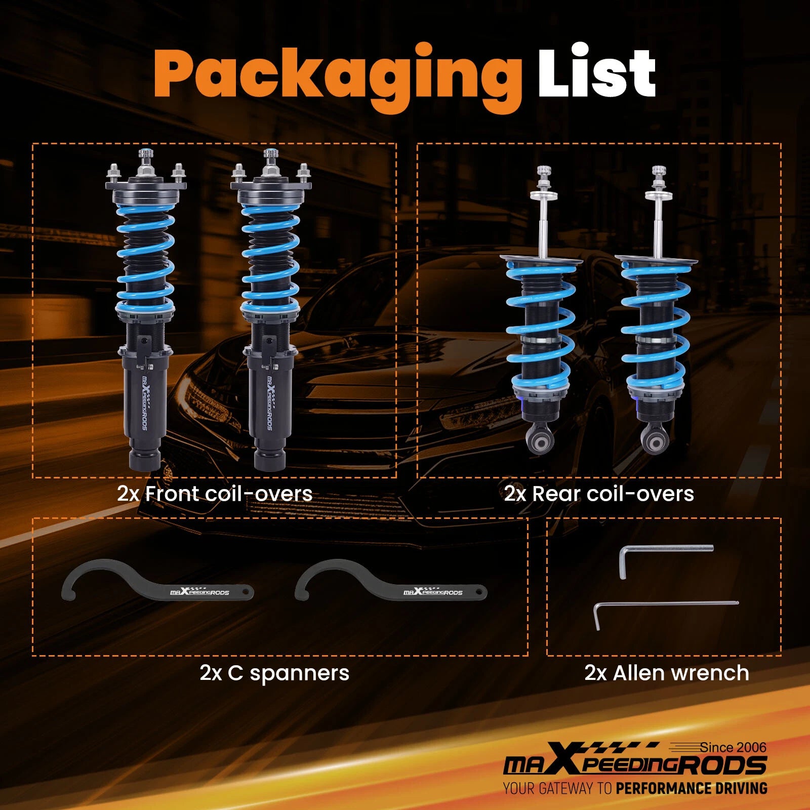 24 Level Damper Coilovers Struts Springs Kit for Honda Civic/CR-X (1984–1987)
