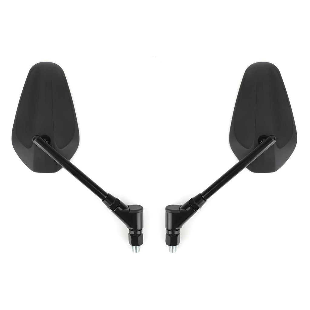 Set of 2 Black Rearview Side Mirrors M10 10mm for Motorcycle Cruiser Chopper