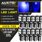 10X AUXITO T10 LED License Plate Light Bulb 8000K Blue 168 2825 194