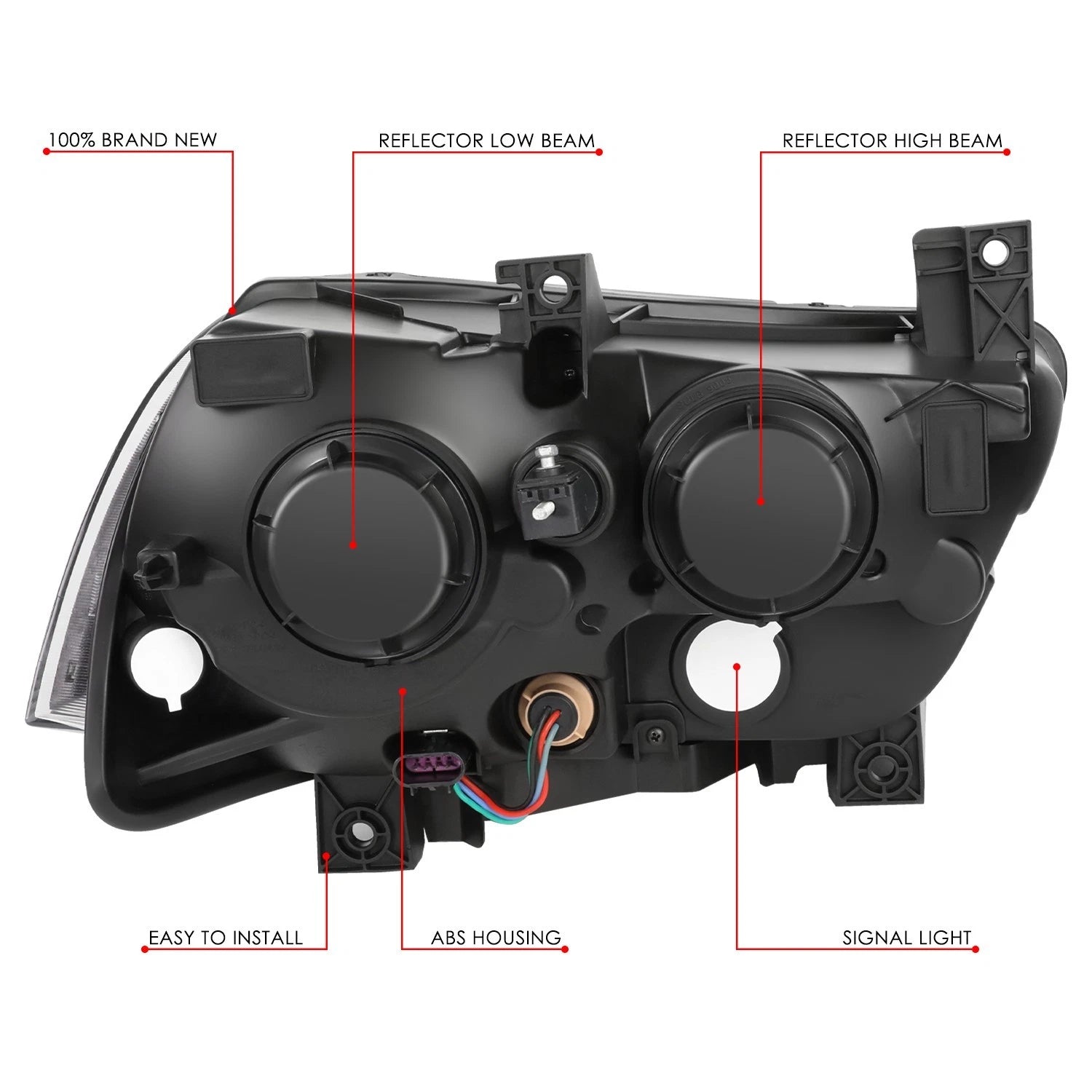 Pair of Black Housing Clear Corner Headlights for Dodge Charger (2011–2014)