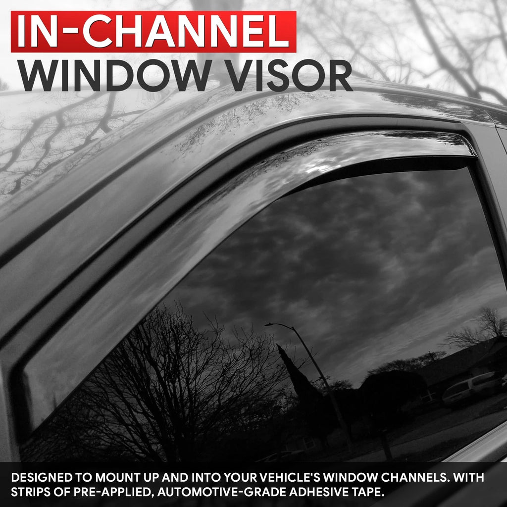 Set of 4 In-Channel Wind Rain Window Visors for Silverado Sierra (2014–2019)