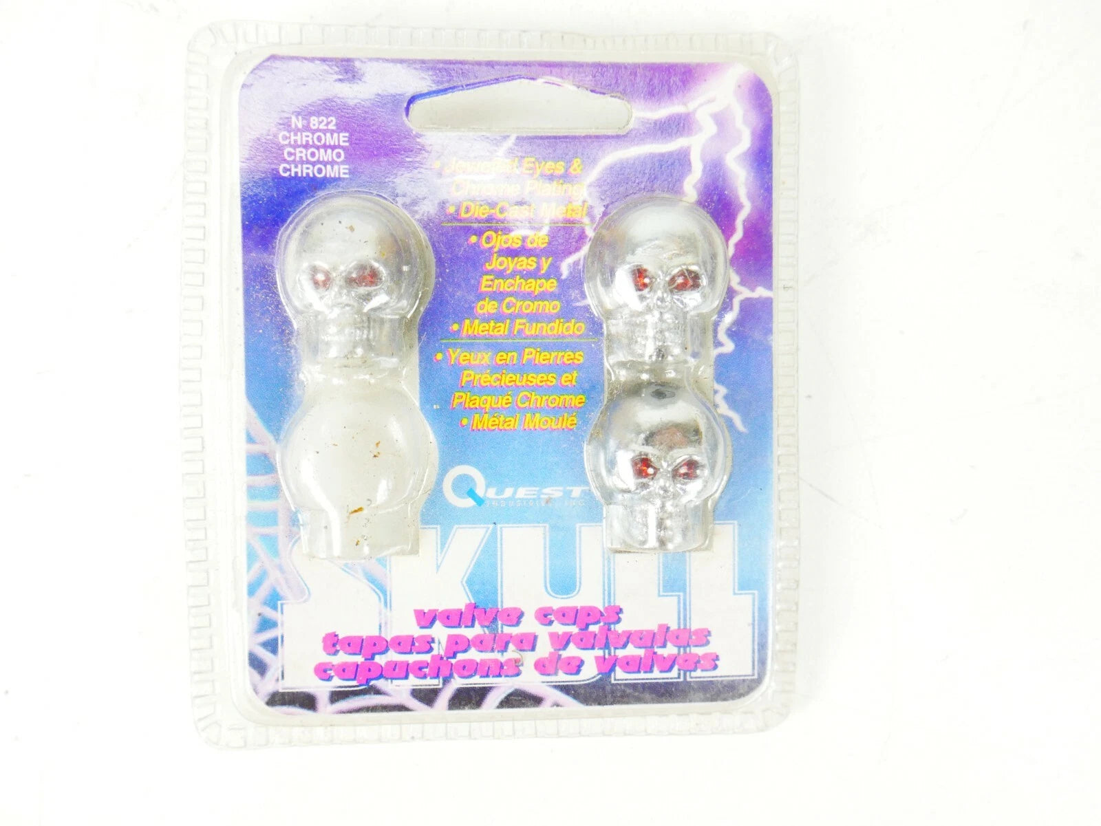 Chrome Skull Valve Stem Caps for Harley Motorcycle (Pack of 3)