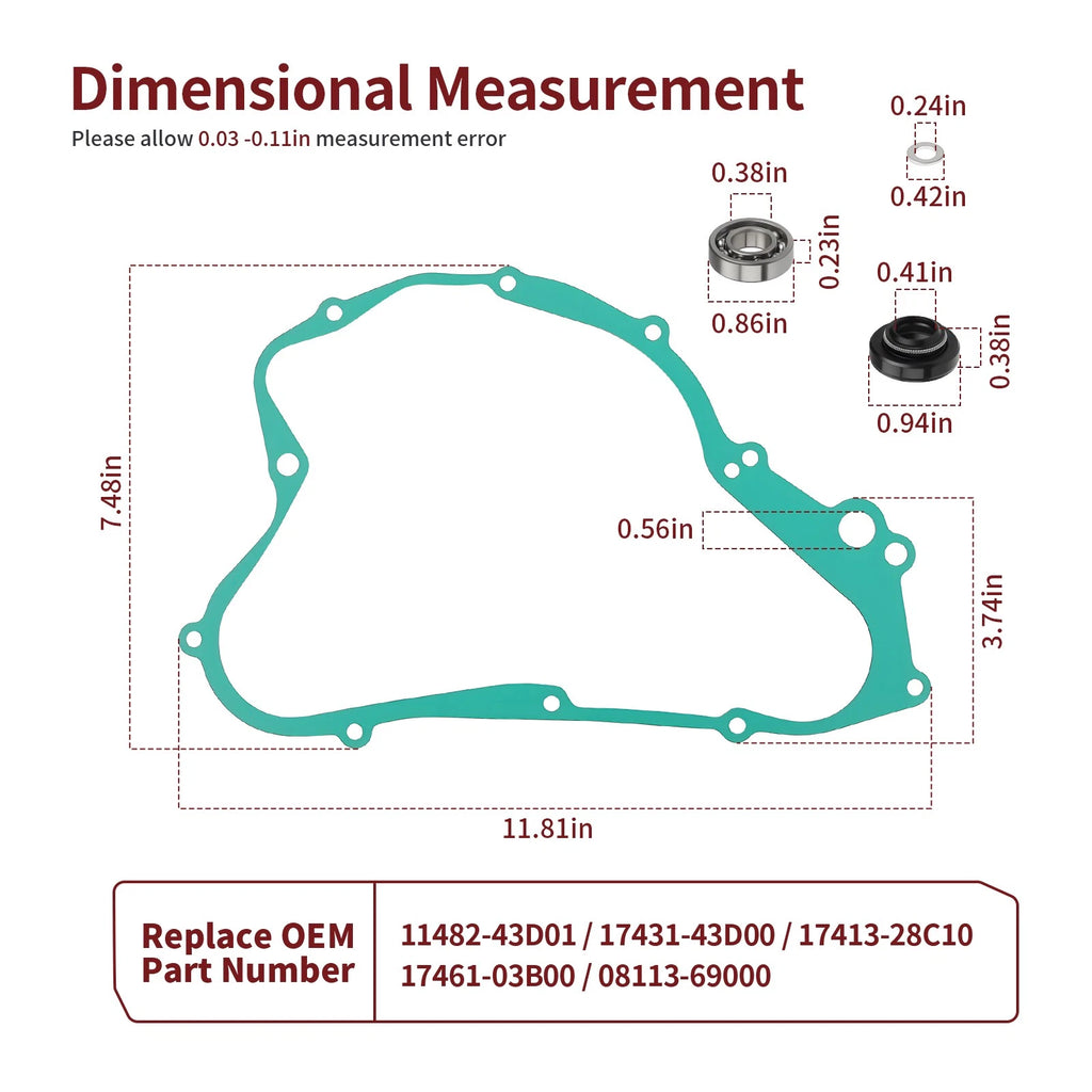 Water Pump Rebuild Kit for Suzuki RM 125 S (1992–1995) 17431-43D00