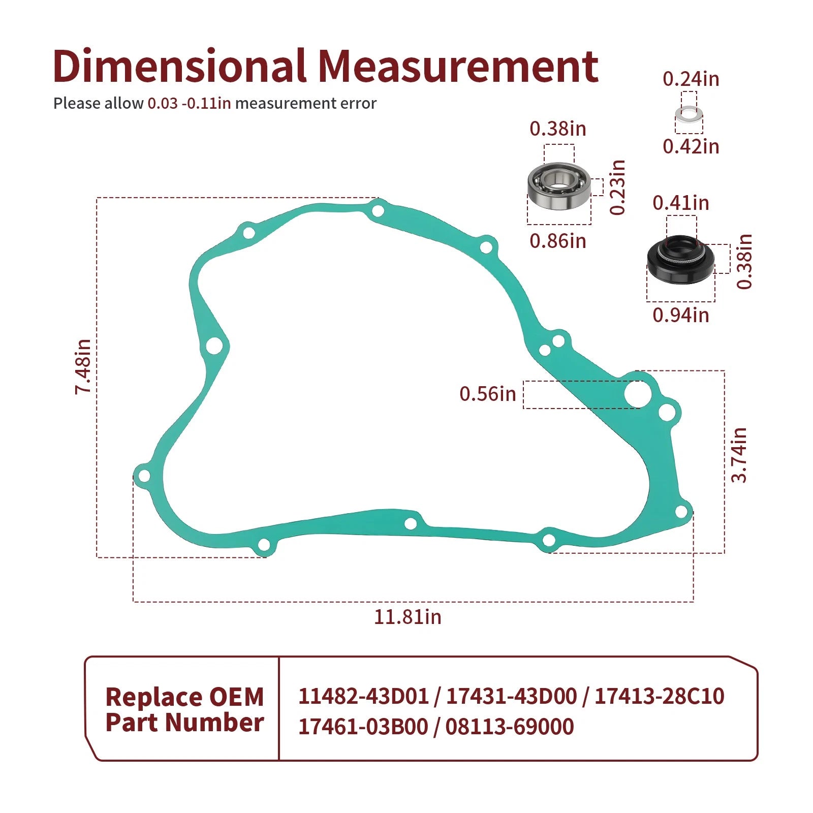 Water Pump Rebuild Kit for Suzuki RM 125 S (1992–1995) 17431-43D00