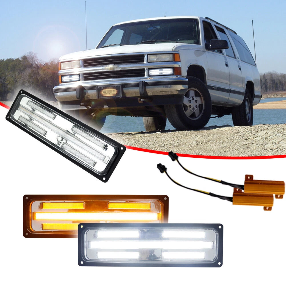 Clear Switchback LED DRL Signal Lights for GMC Chevy C/K 1500/2500/3500 (1988–1998)