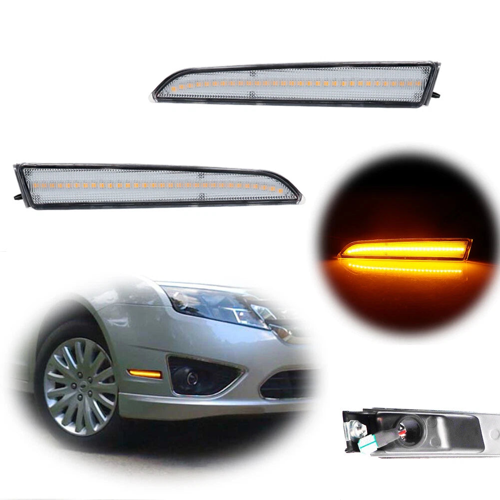 Set of 2 LED Chrome Front Side Marker Lights for Ford Fusion (2010–2012)