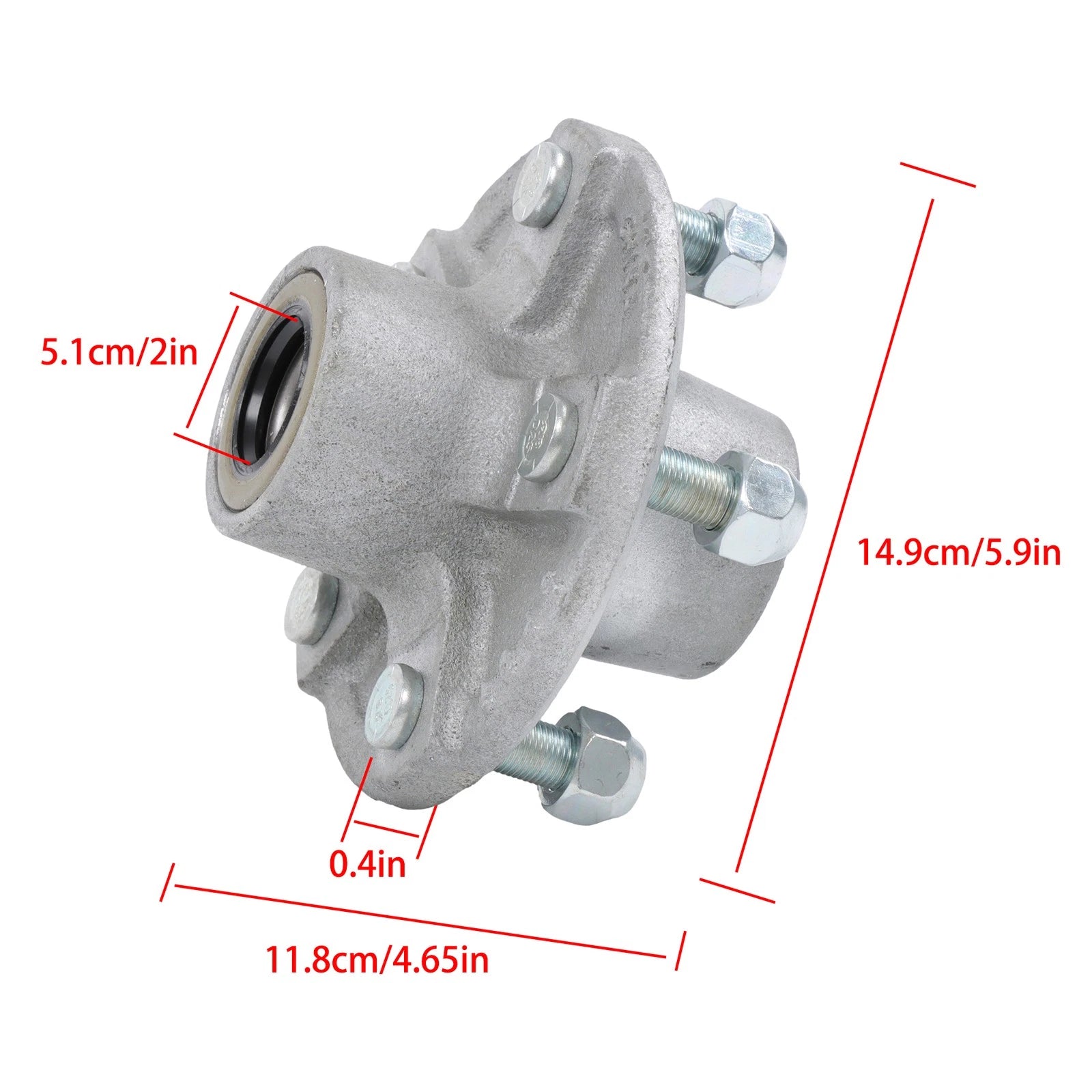 5" Galvanized Trailer Hub for 2000 lbs Spindle (Pre-Assembled)