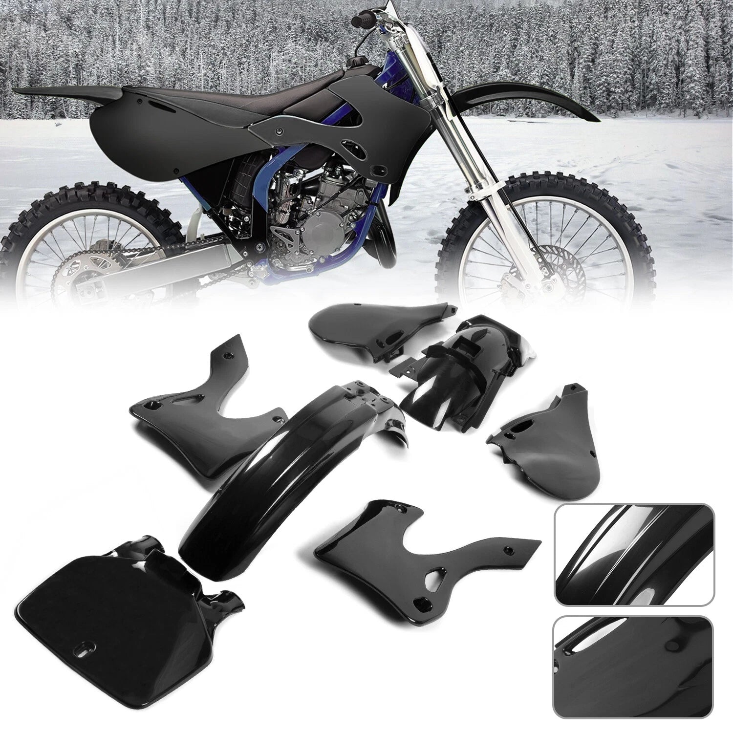 Black Restyle Plastic Kit Fairing Bodywork for Kawasaki KX125 KX250 (1999–2002)