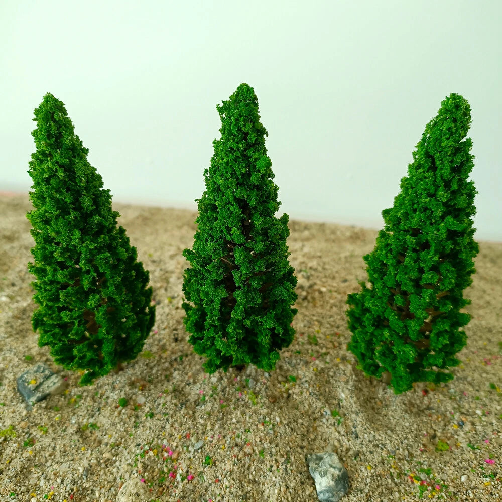 10pcs Miniature Pine Trees for Garden Park Railway Scenery