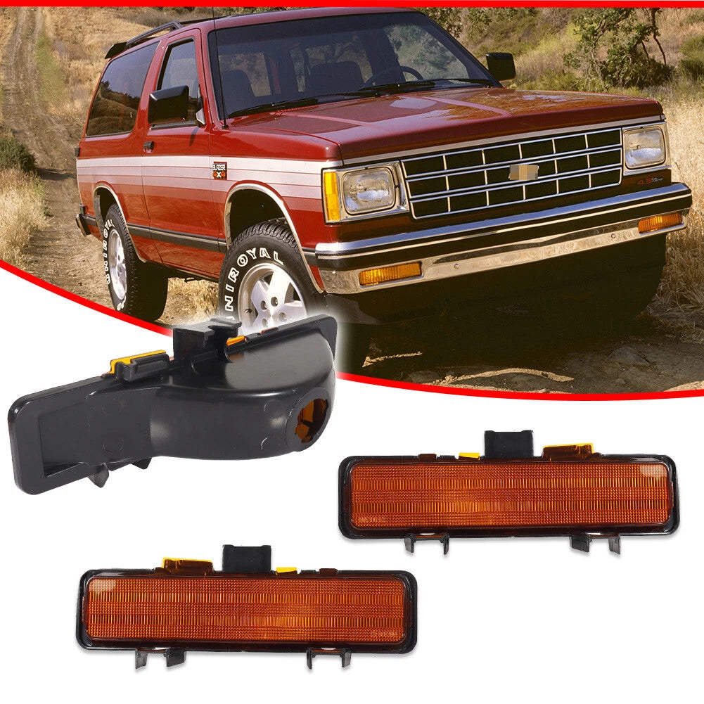 Amber Front Bumper Parking Signal Lights for Chevy S-10 / GMC S-15 (1983–1993)