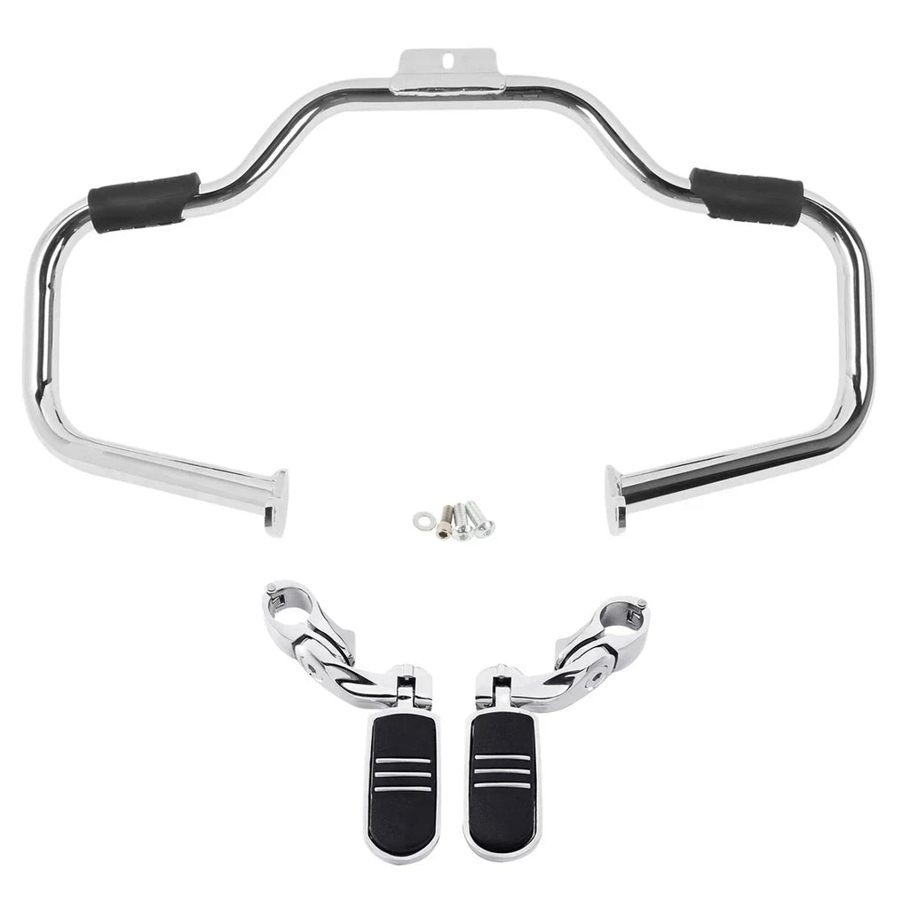 Mustache Engine Guard Crash Bar Footpegs for Harley Softail (2000-2017)