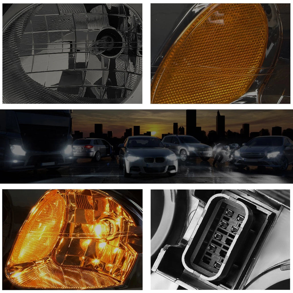 Smoked Housing Amber Corner Signal Headlight Lamps Pair for Chevy Impala (2000–2005)