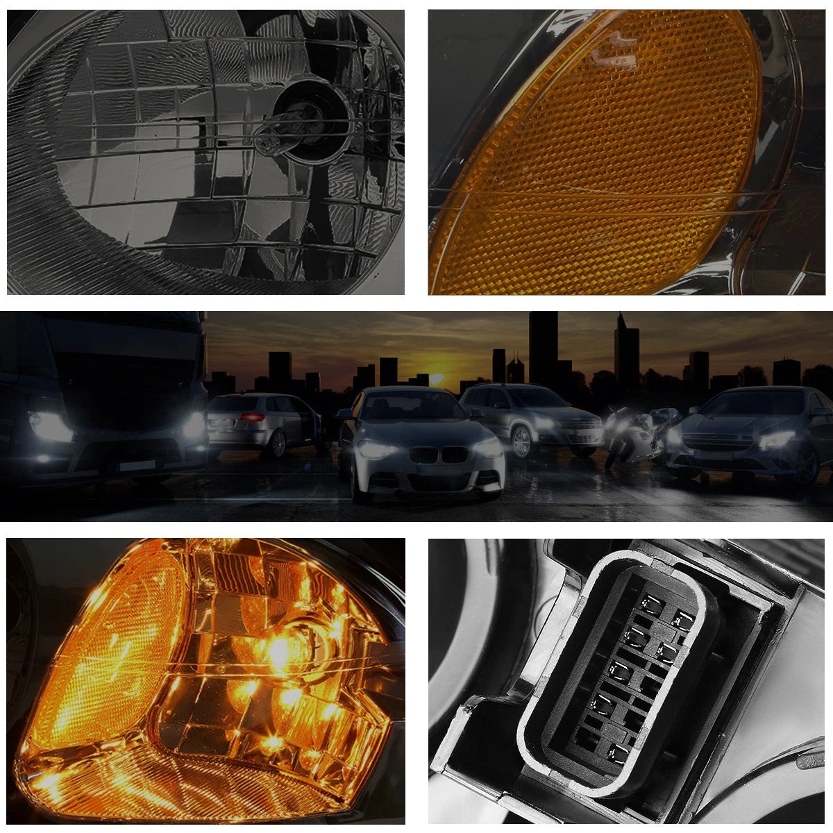 Smoked Housing Amber Corner Signal Headlight Lamps Pair for Chevy Impala (2000–2005)