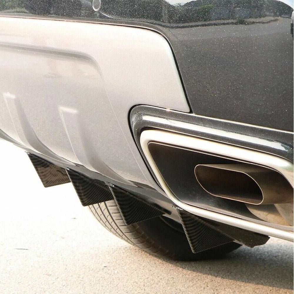 4X Rear Bumper Diffuser Shark Fin Spoiler Lip Splitter Carbon Fiber