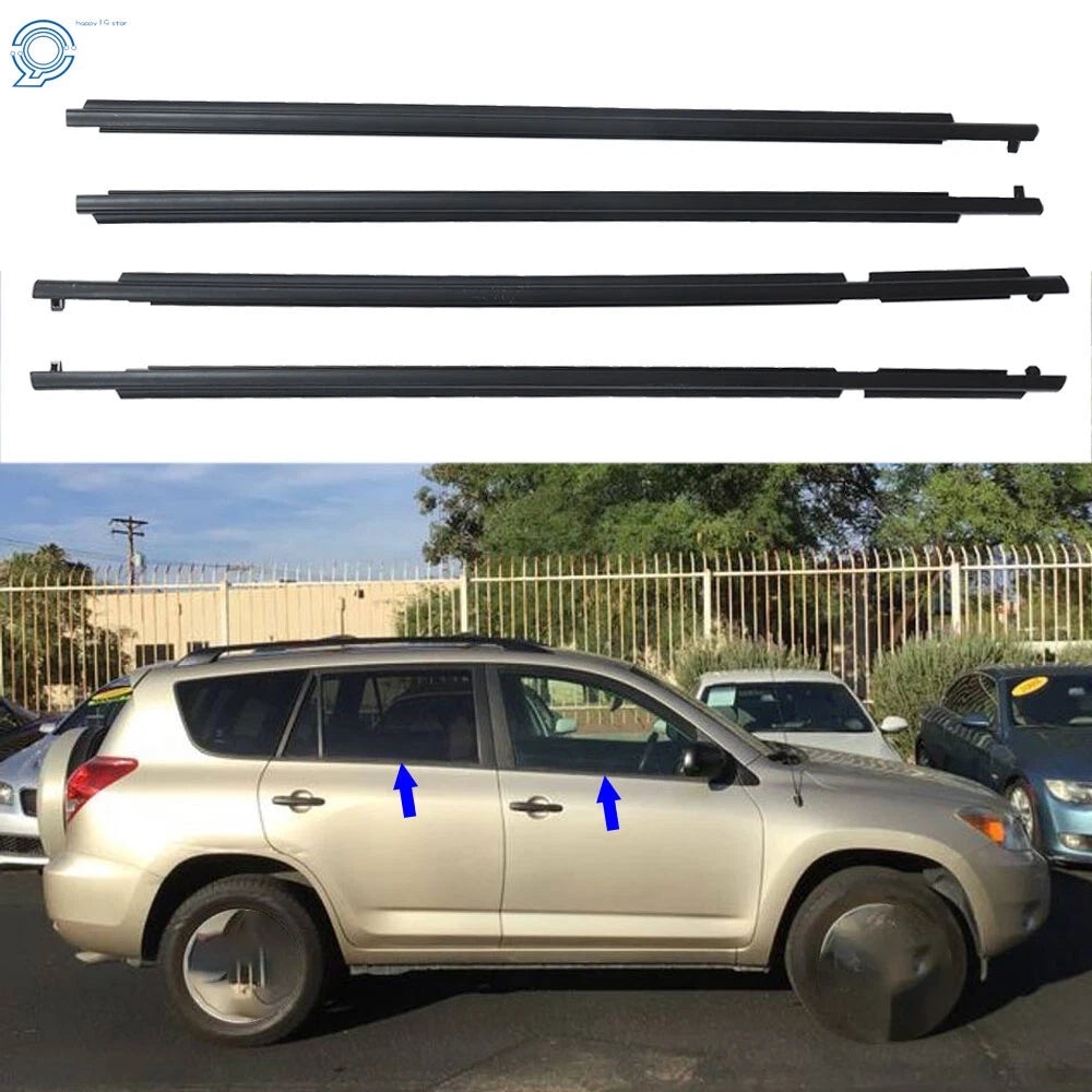 Set of 4 Window Weatherstrip Sweep Belts for Toyota RAV4 (2006–2008)
