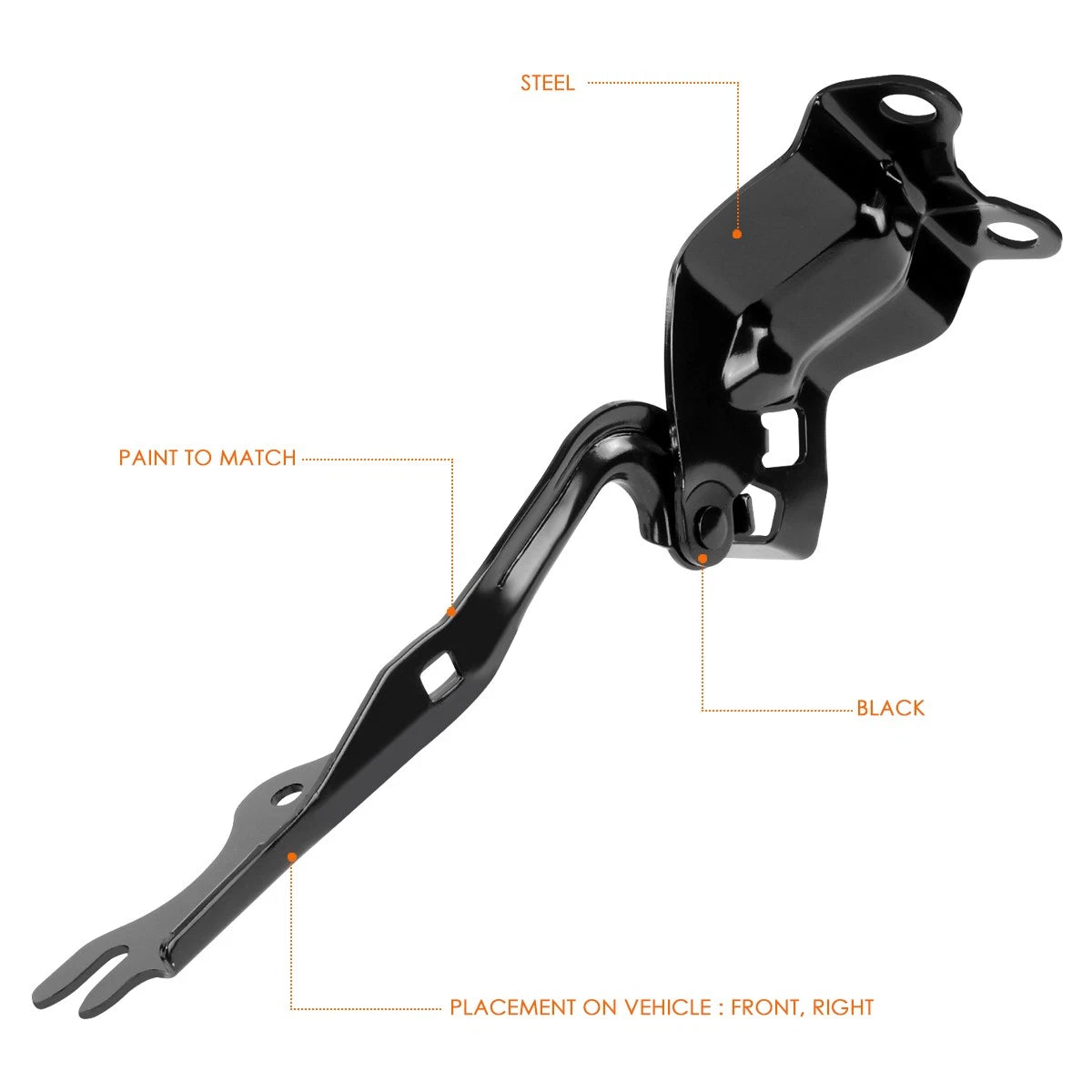 RH Passenger Side Steel Engine Hood Hinge for Mazda 3 (2010–2012)