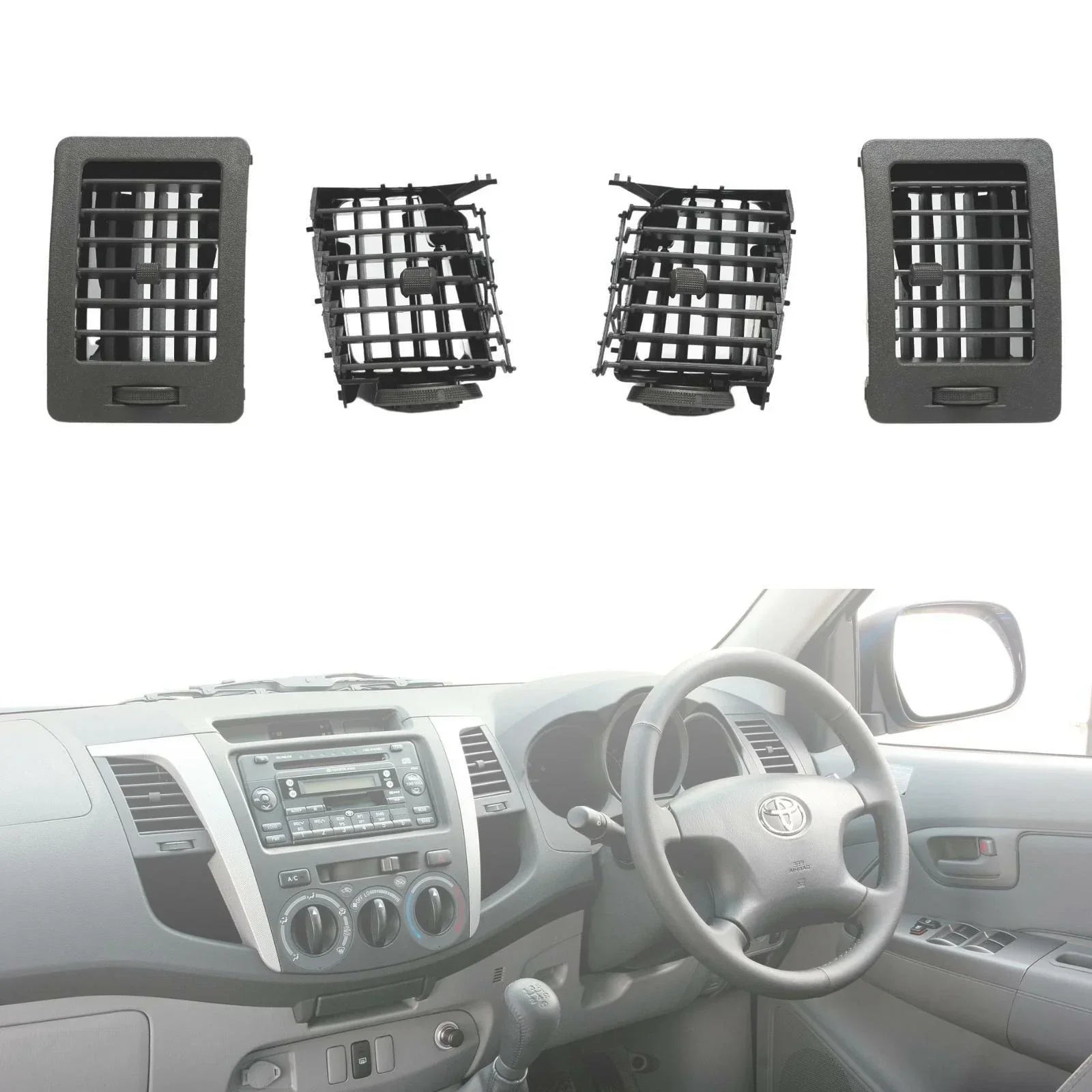 4 x Grey Air Vent Grilles for Toyota Hilux MK6 MK7 (2005-2014)