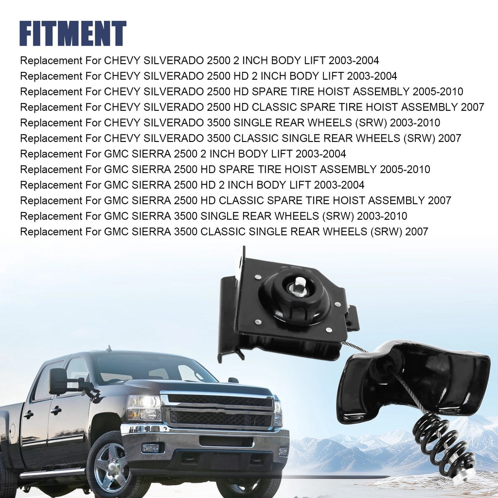 Spare Tire Winch Hoist Carrier for Silverado 2500 3500 Sierra 2500 3500 HD