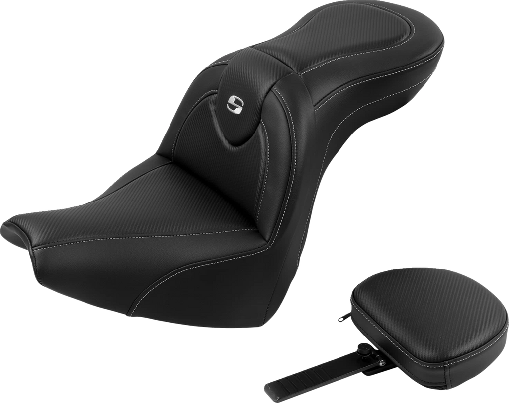 SADDLEMEN Roadsofa Seat with Backrest for FXBR/S (2018–2020) - Carbon Fiber