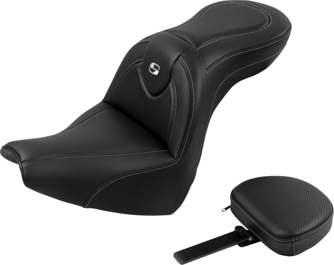 SADDLEMEN Roadsofa Seat with Backrest for FXBR/S (2018–2020) - Carbon Fiber