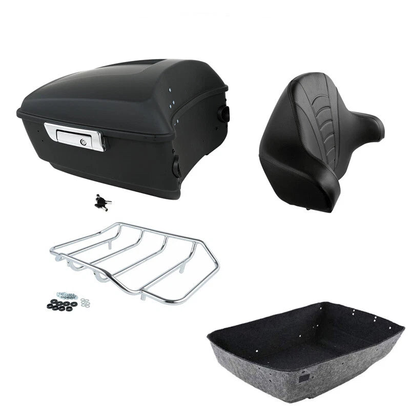Matte Black King Trunk Backrest Rack for Harley Touring Road Glide (2014–2026)