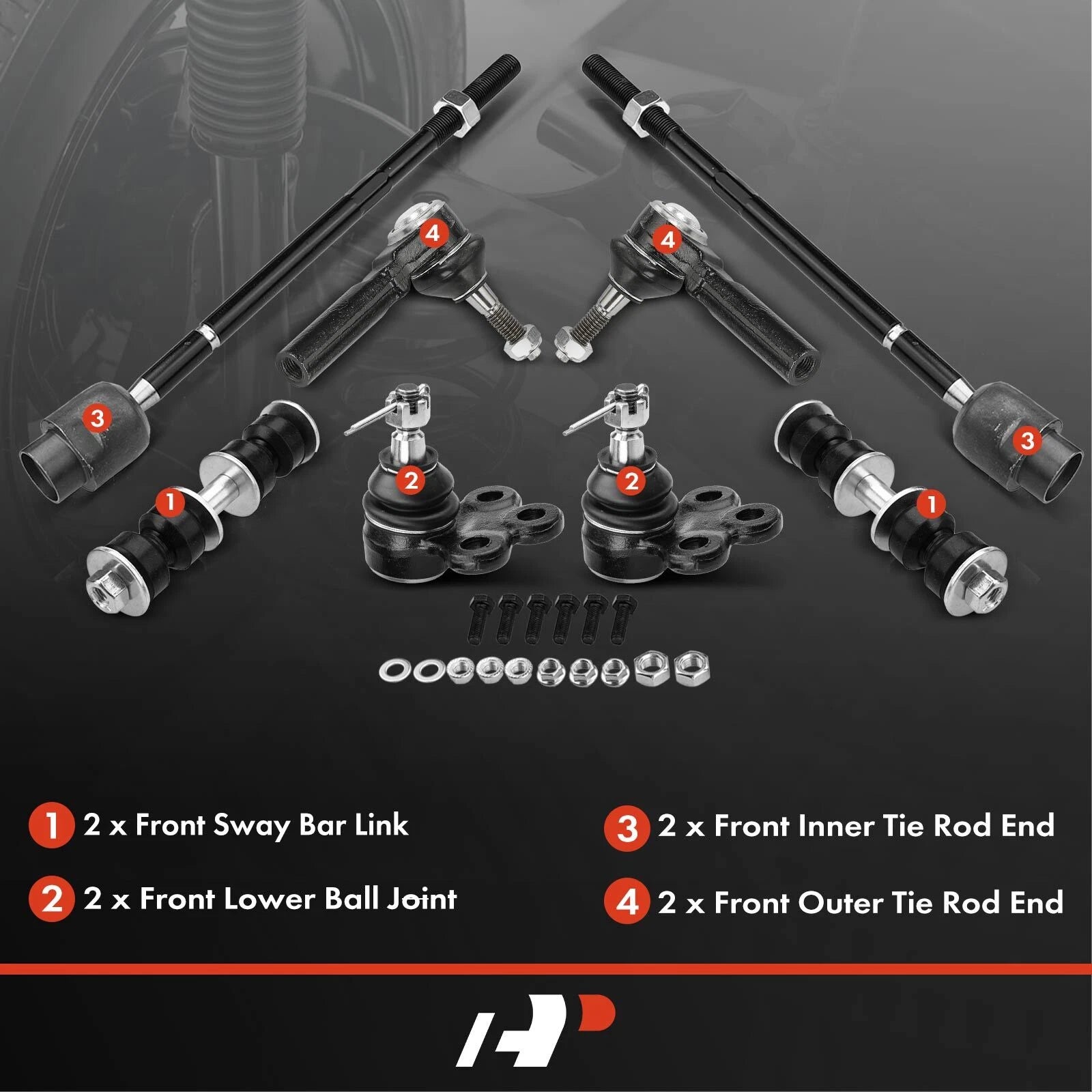 Ball Joint Sway Bar Link Tie Rod Ends Front for Chevy Impala Buick (2000-2005)