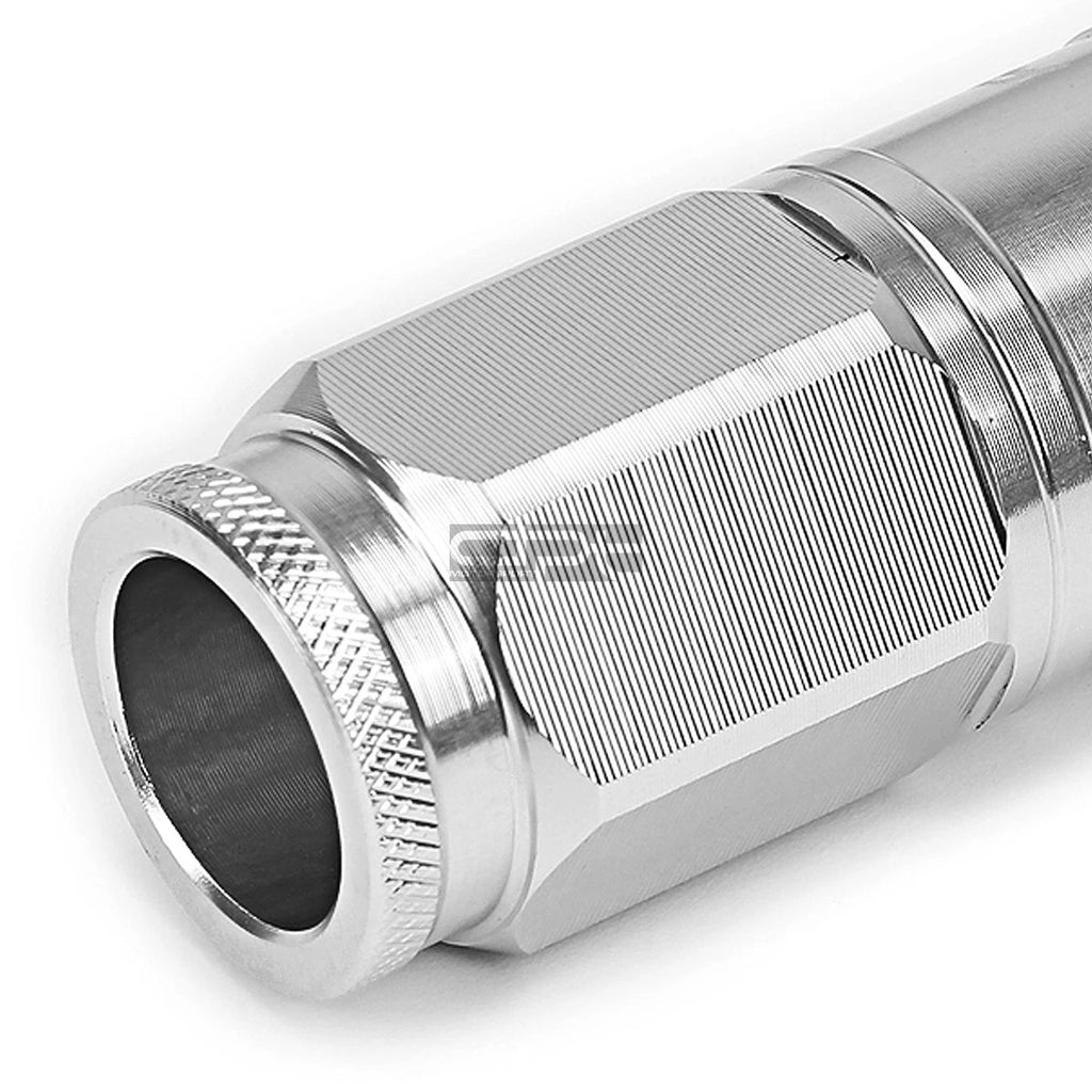 Set of 4 Open-End Aluminum Silver Lug Nuts + Adapter M12x1.5 for Automotive