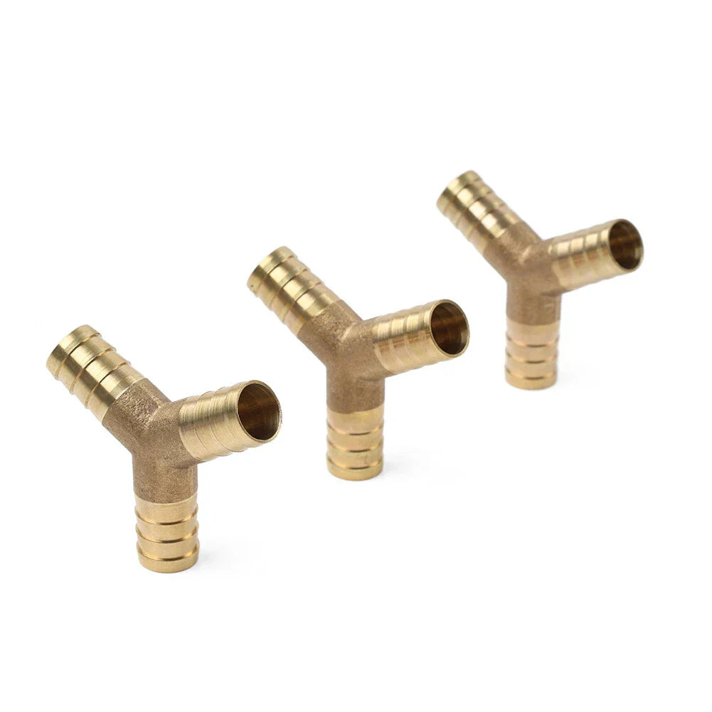3 x Y-3 Way Brass Hose Barb Fitting for Fuel Water Gas Air Tubing Splicer