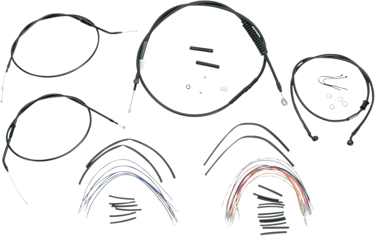 Complete Black Vinyl Handlebar Cable/Line Kit for Ape Hangers (12")