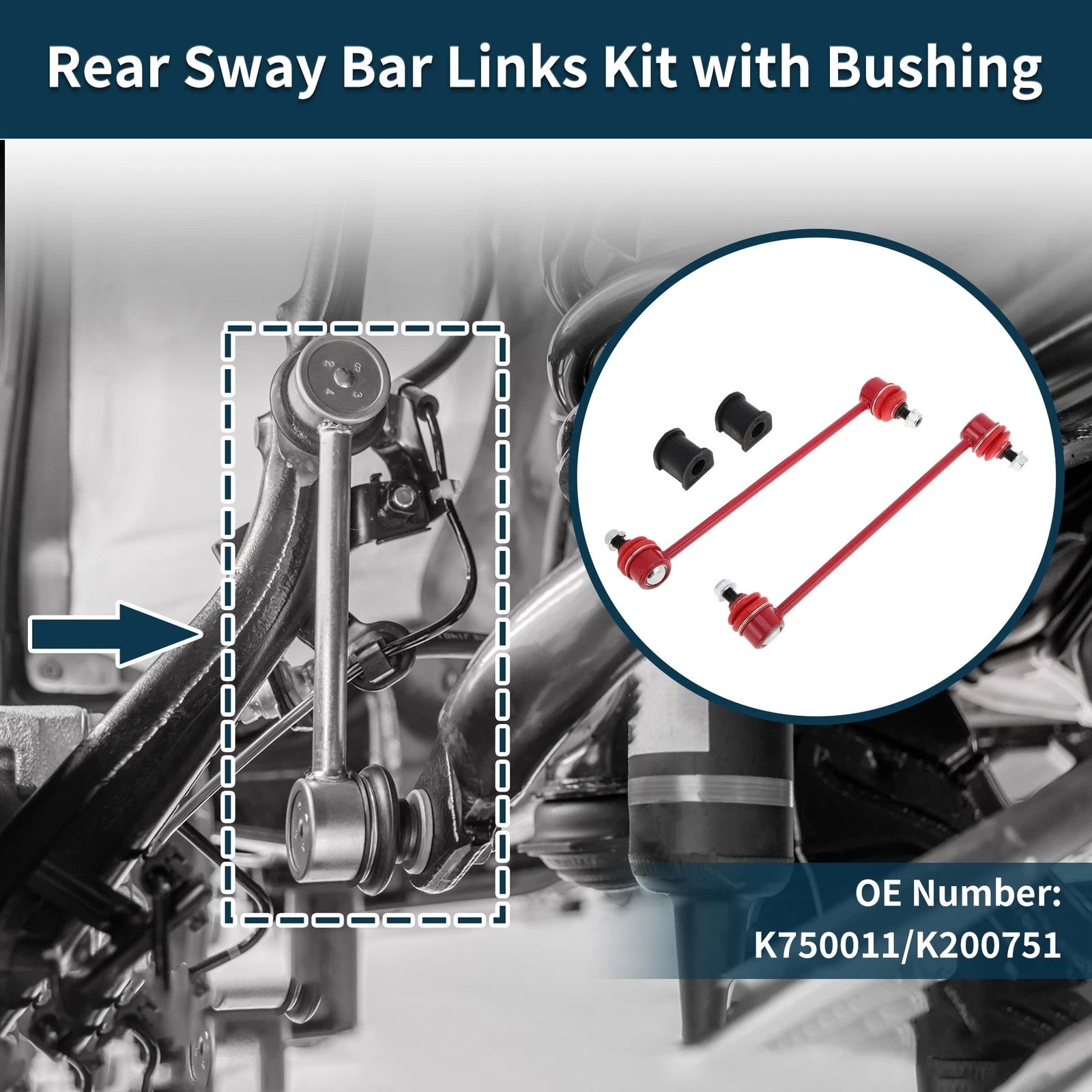 Rear Stabilizer Bar Links with 2 Pcs Bushing for Toyota Camry (No.K750011)