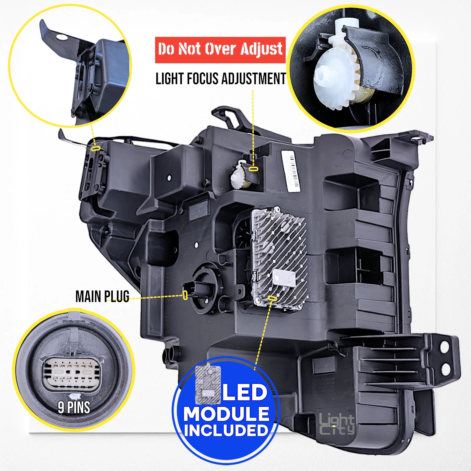 Full LED Headlight for GMC Sierra 1500 AT4/AT4X (2022–2026) BLK/CHR LH