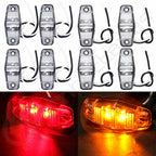 8x LED Clear Lens/Red Amber Side Marker for Universal Truck Trailer (12V)